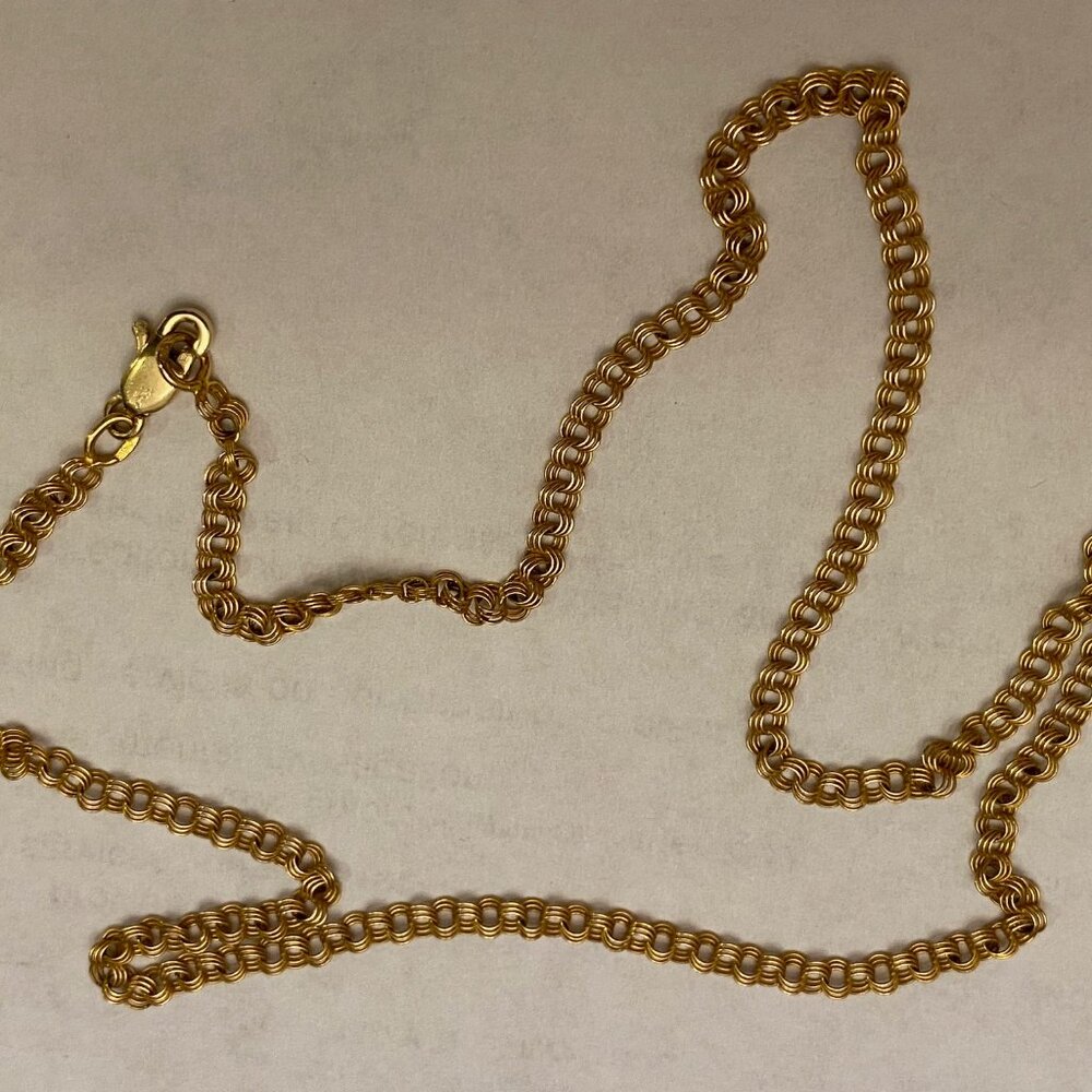Vintage Russian USSR Solid 14K/*583 Rose Gold Necklace 18" L, 3mm W 4.75gr EUC